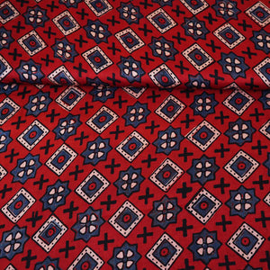 Red Geometrical Print Modal Satin Fabric EEG-28728 - TradeUNO