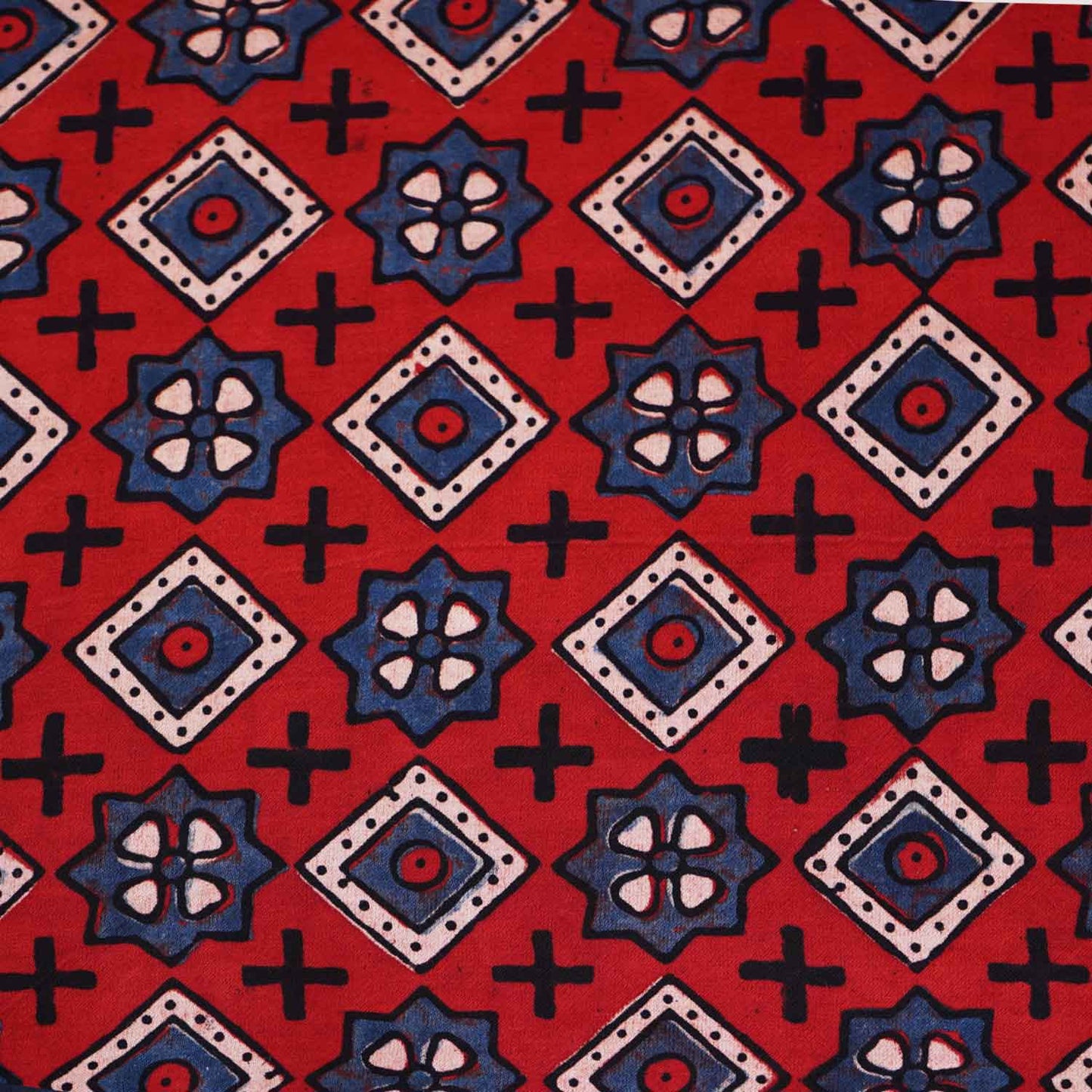 Red Geometrical Print Modal Satin Fabric EEG-28728