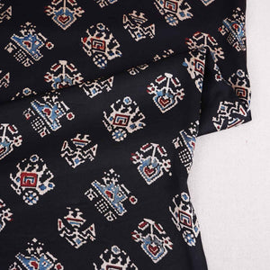 Black Abstract Print Modal Satin Fabric EEG-28730 - TradeUNO