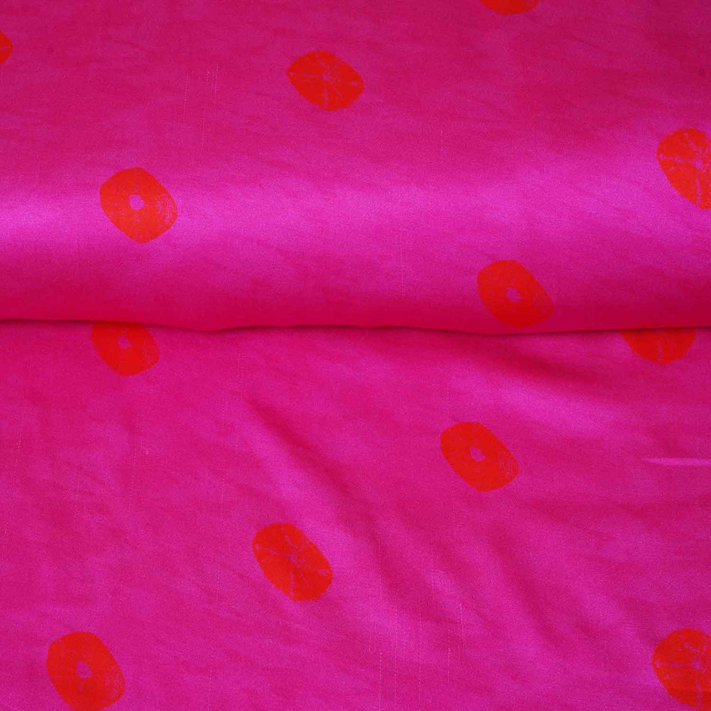 Pink Bandhani Print Modal Satin Fabric MT-28739