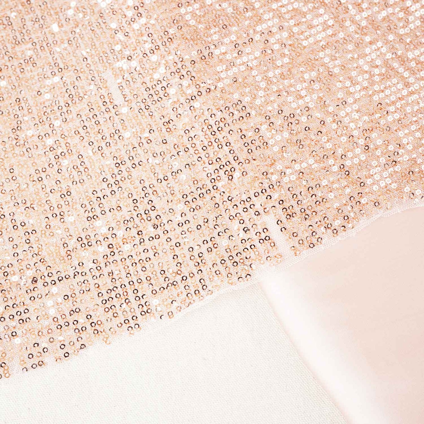 Salmon Pink Sequins & Embrodiery Crushed Power Net Imported Fabric