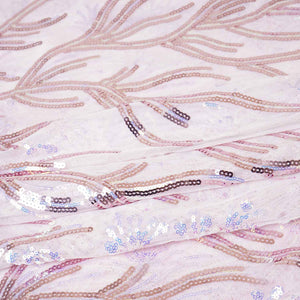 Pink Sequins Embroidery Imported Power Net Fabric - TradeUNO