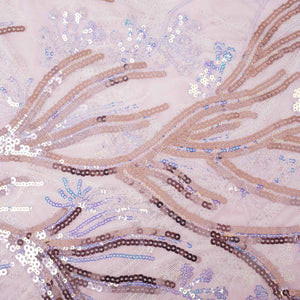 Pink Sequins Embroidery Imported Power Net Fabric - TradeUNO