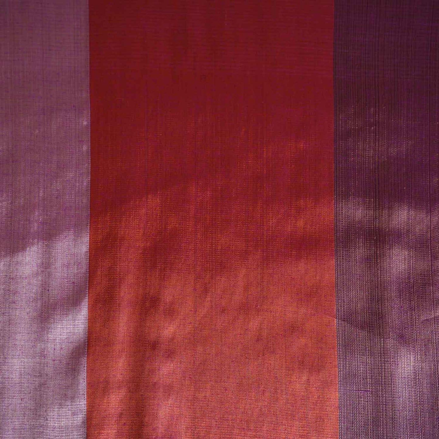 Red With Multicolor Strips Chanderi Tissue Fabric CW-28770