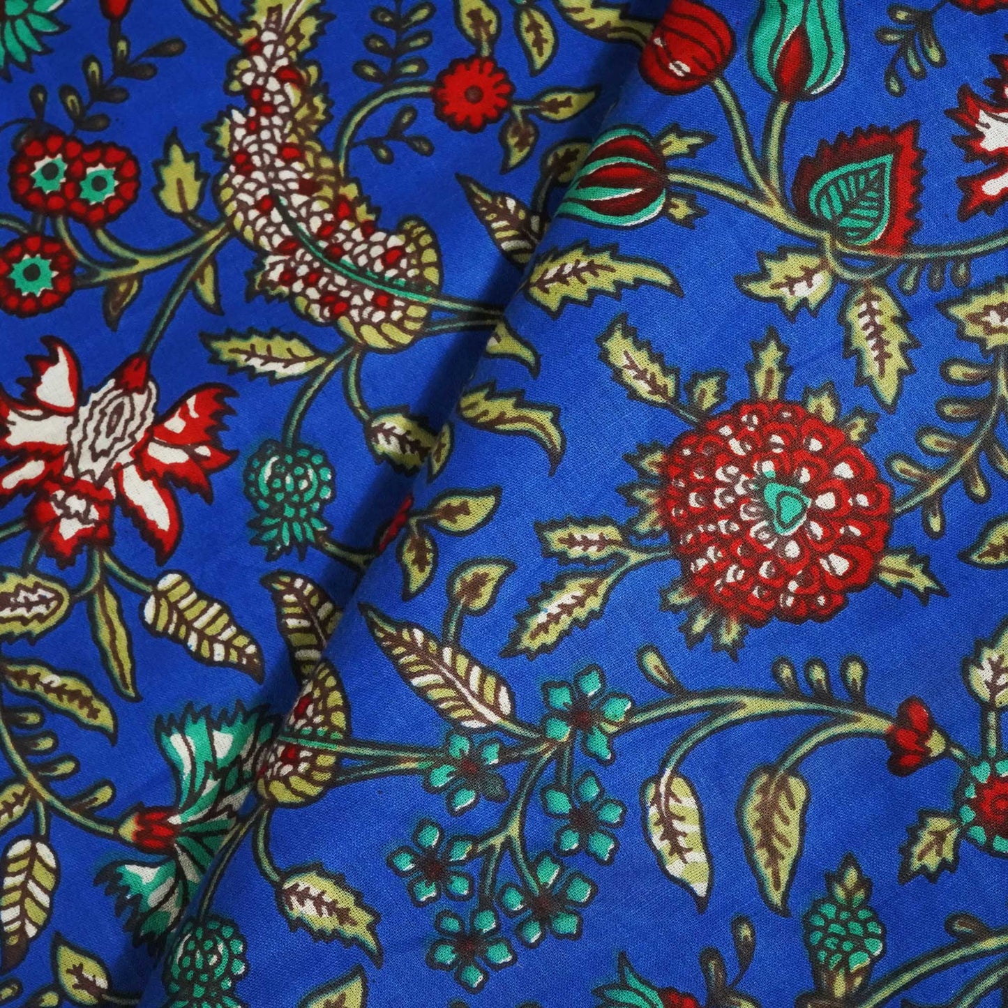 Blue & Red Floral Print Cotton TU-8587