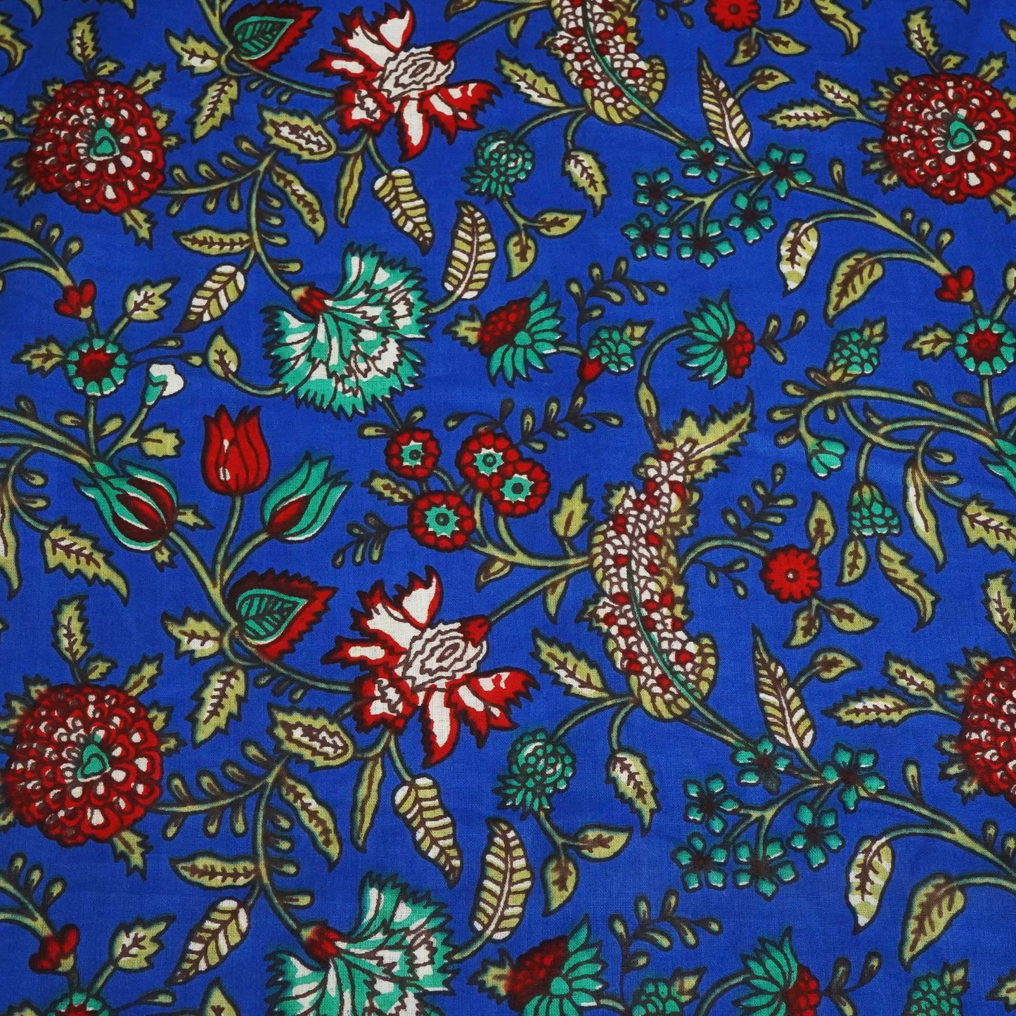 Blue & Red Floral Print Cotton TU-8587