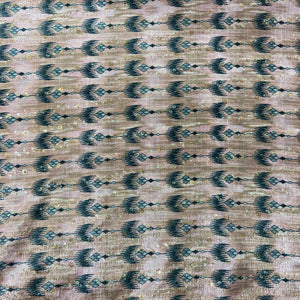 Pink & Black Ikkat print Chinon Fabric