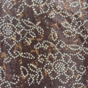 Brown Bandhani Print Chinon Fabric