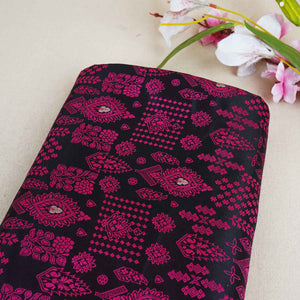 Wine & Pink Traditional Weave Brocade Fabric NH-28887 - TradeUNO