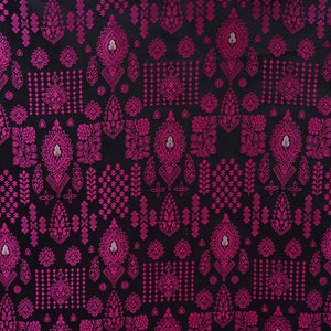 Wine & Pink Traditional Weave Brocade Fabric NH-28887 - TradeUNO