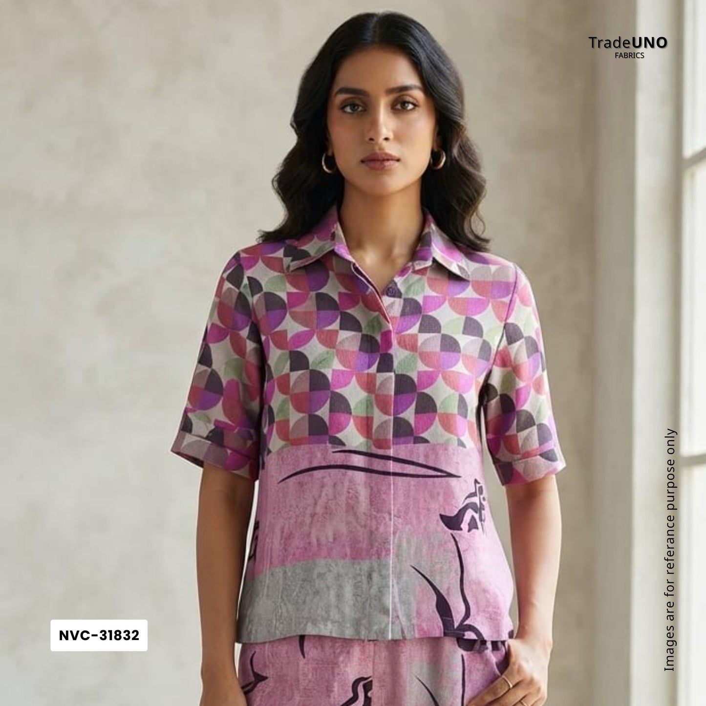 Grey with Multicolor Abstract print Crepe Fabric NVC-31832