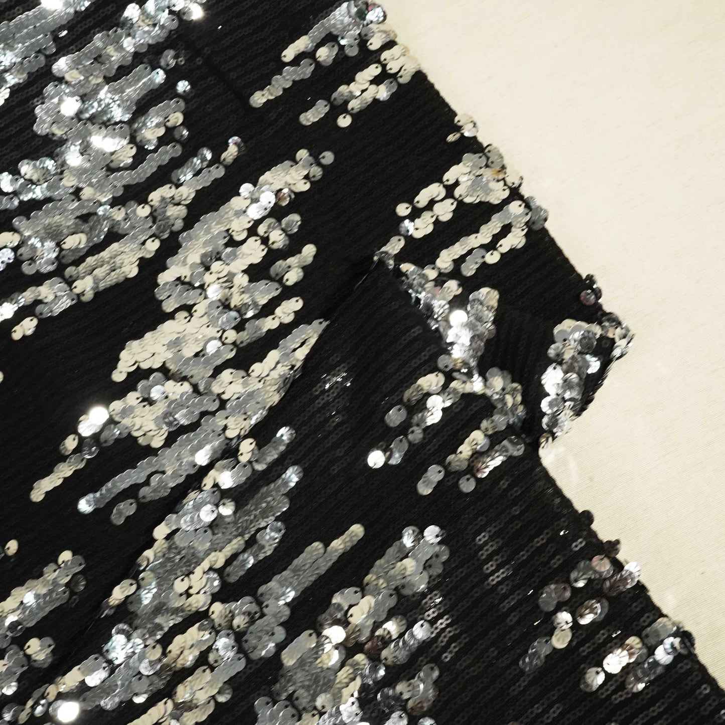Black & Silver Imported Sequence Embroidery Net AAF-9012