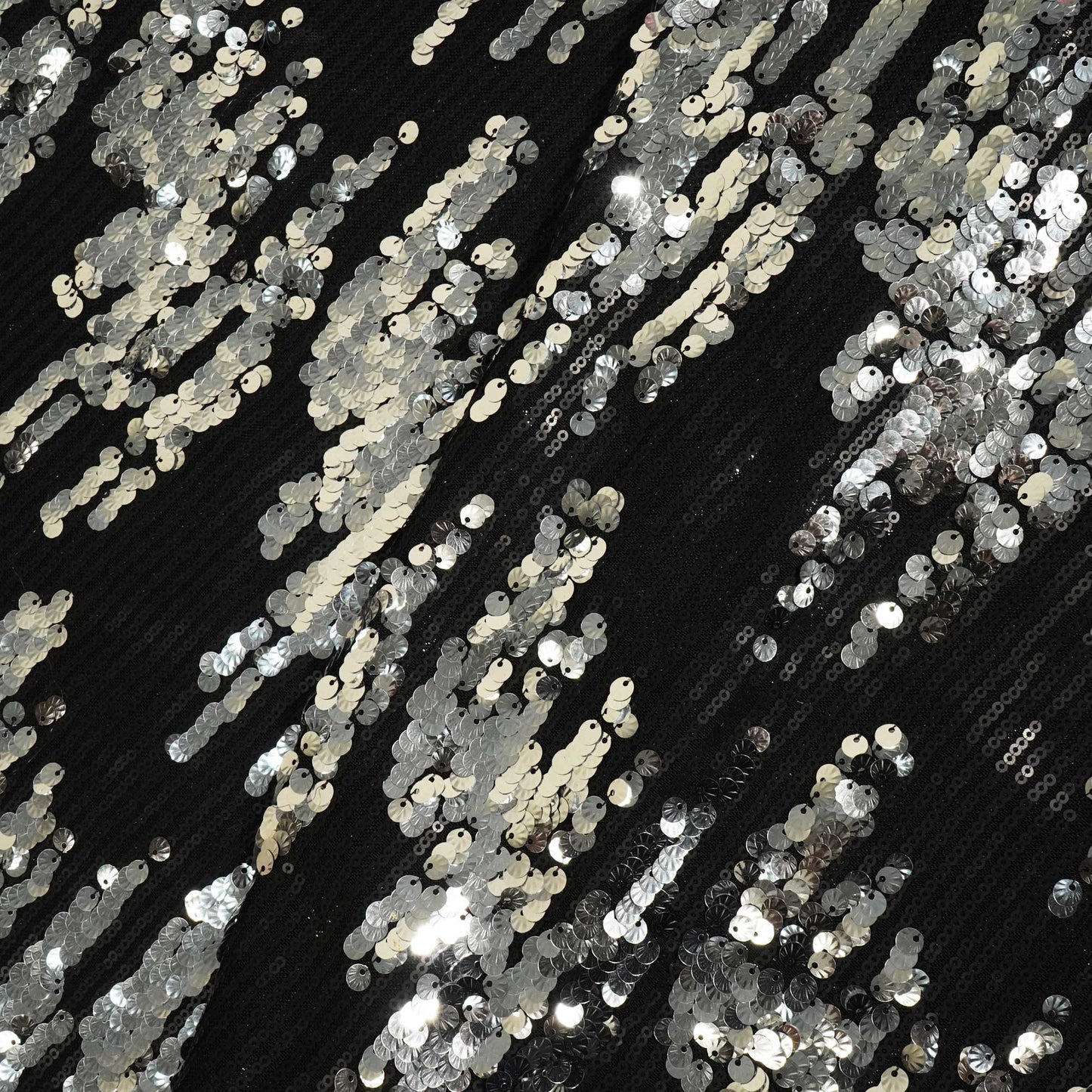 Black & Silver Imported Sequence Embroidery Net AAF-9012