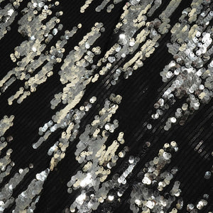 Black & Silver Imported Sequence Embroidery Net AAF-9012