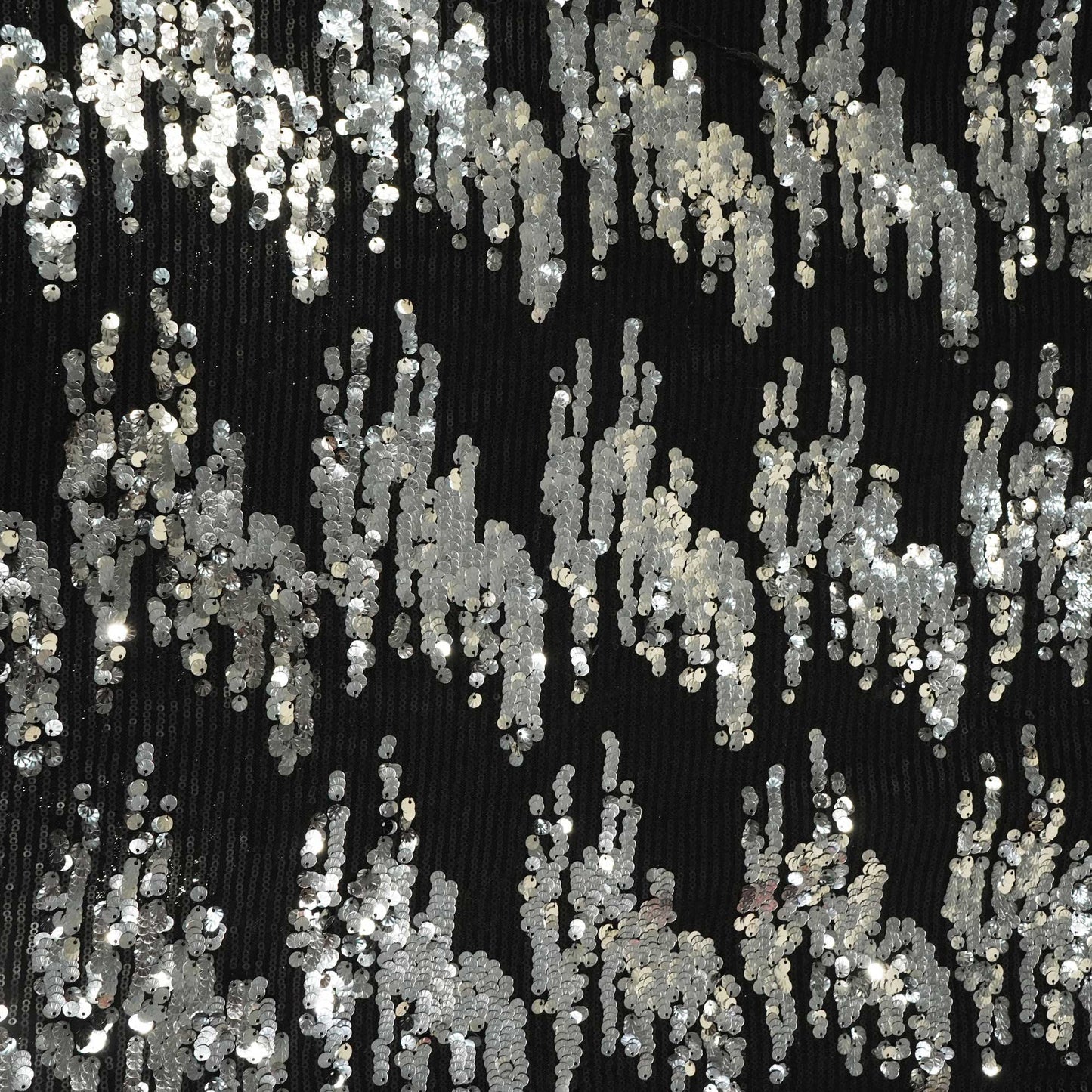 Black & Silver Imported Sequence Embroidery Net AAF-9012