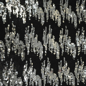 Black & Silver Imported Sequence Embroidery Net AAF-9012