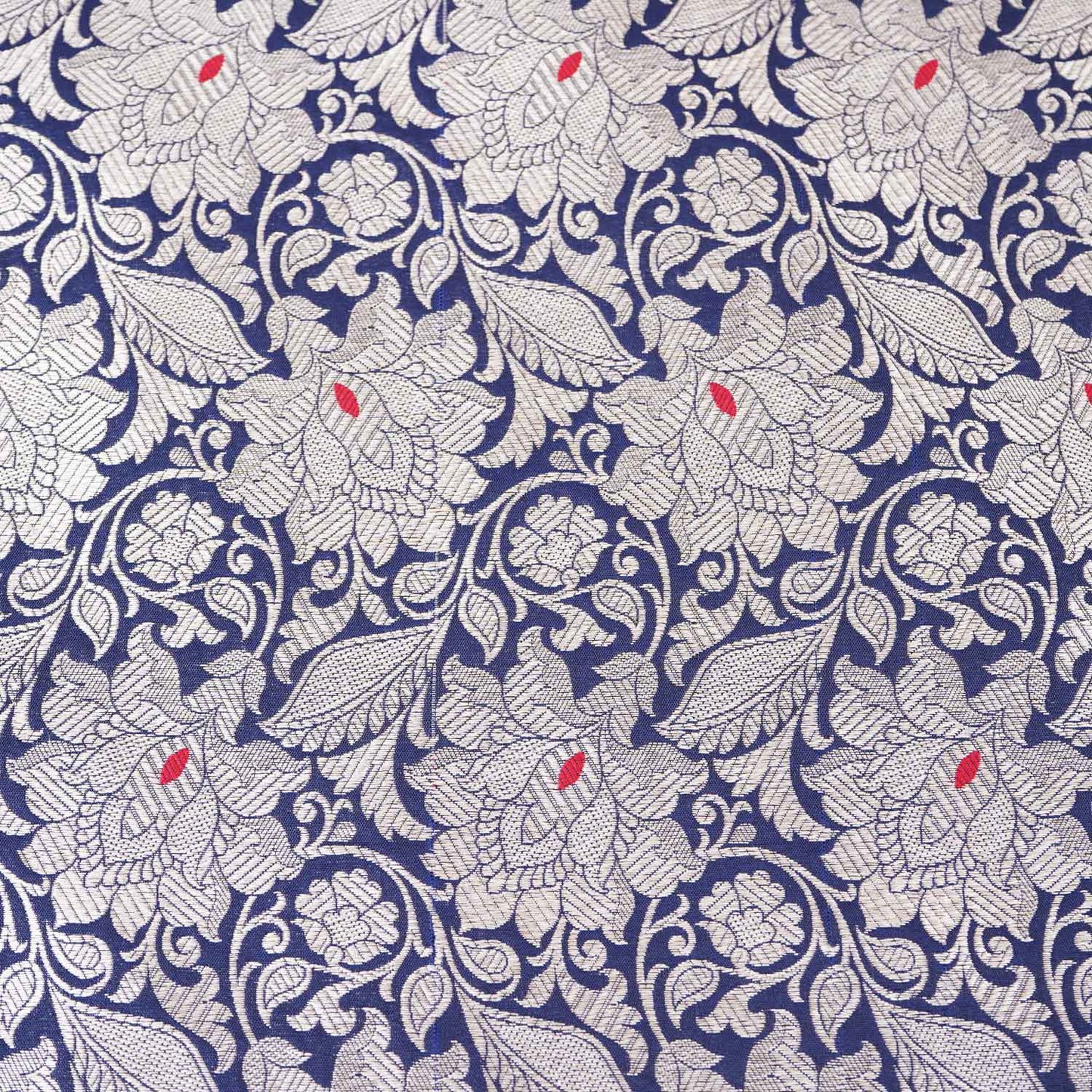 Wine Silver Jaal Brocade Fabric NH-28906