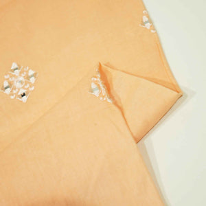 Salmon Pink Floral Sequence Thread Embroidery Cotton WI-9096