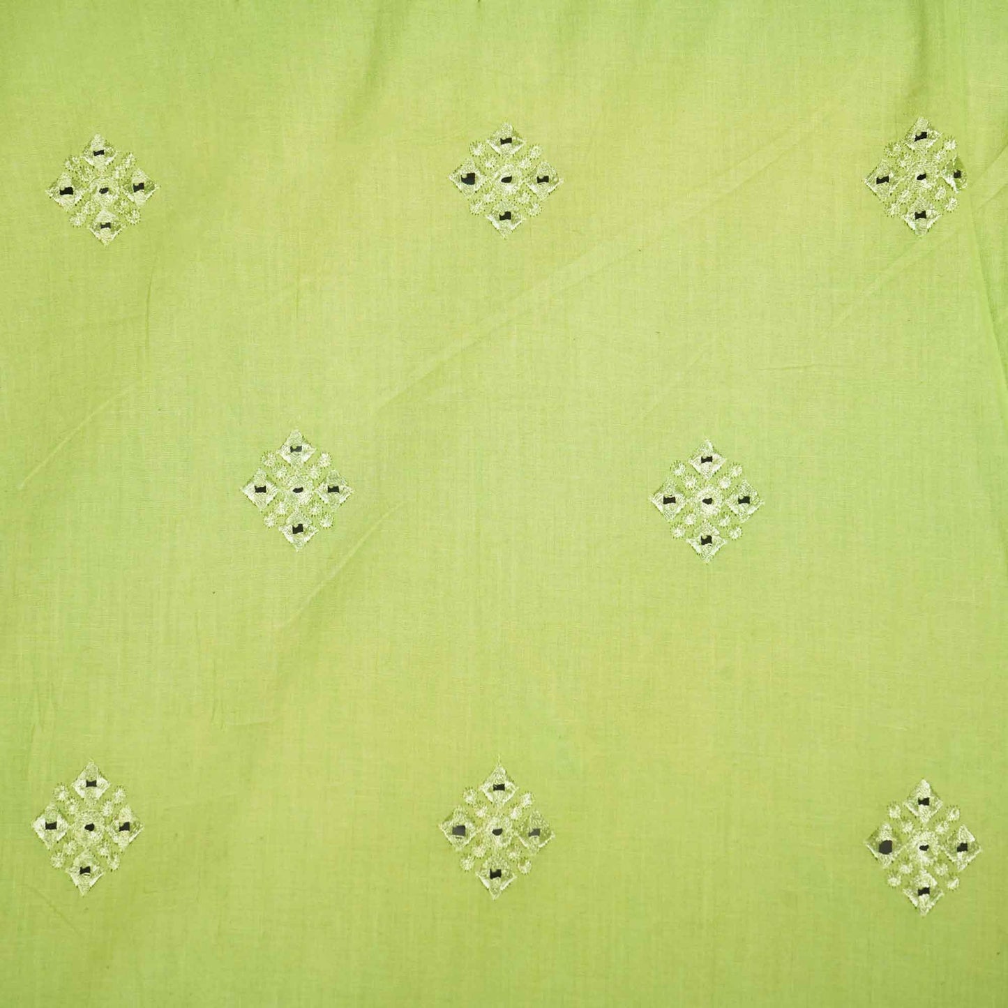 Green Floral Sequence Thread Embroidery Cotton WI-9097