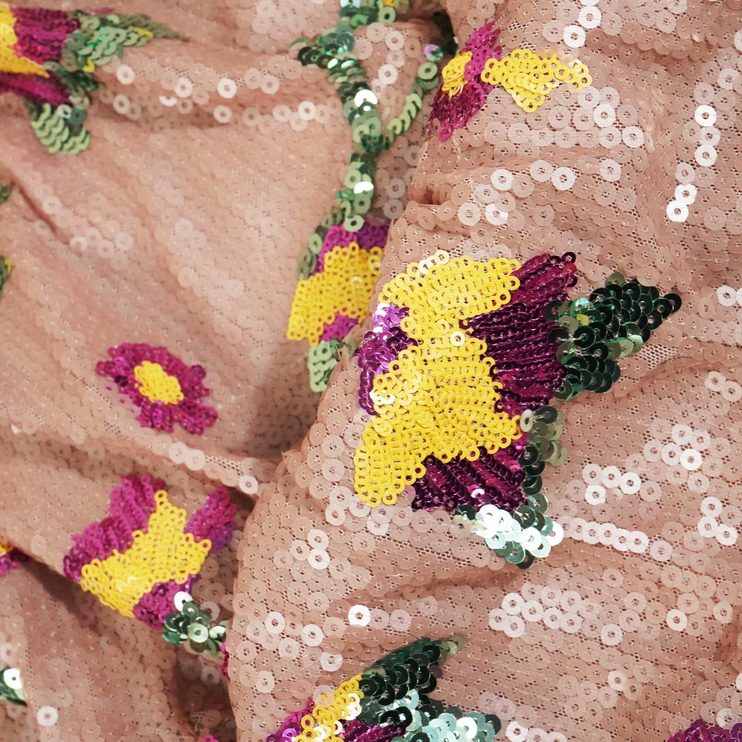 Light Purple & Multicolor Floral Sequence Embroidery Lycra Net CF-9110