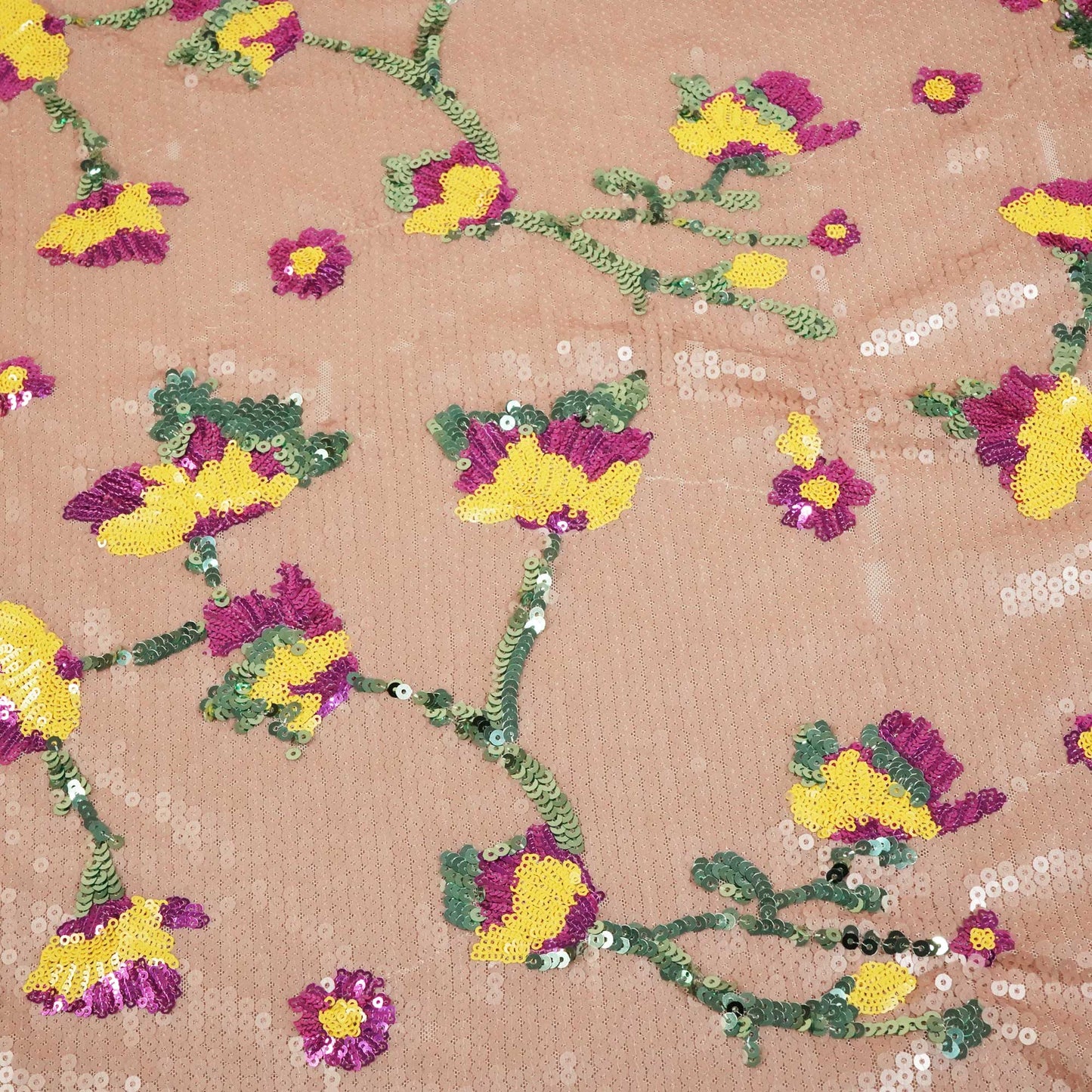 Light Purple & Multicolor Floral Sequence Embroidery Lycra Net CF-9110
