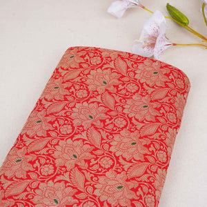 Red Silver Jaal Brocade Fabric NH-28913 - TradeUNO