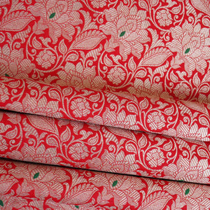 Red Silver Jaal Brocade Fabric NH-28913 - TradeUNO