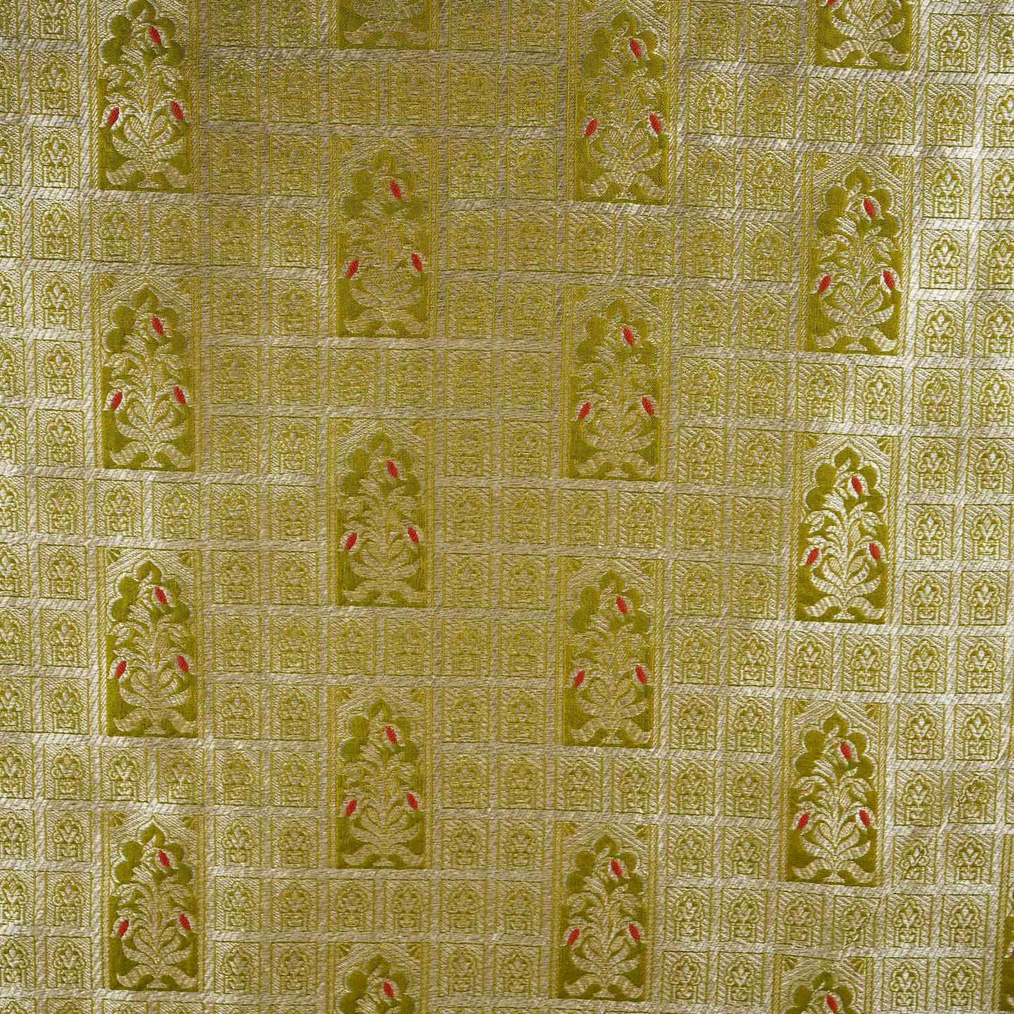 Pista Green Silver Jharokha Fabric NH-28915