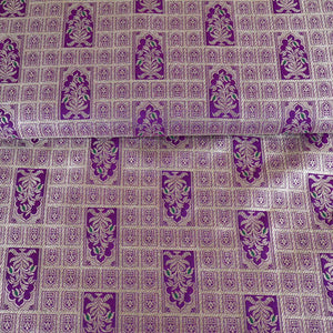 Purple Silver Jharokha Brocade Fabric NH-28917 - TradeUNO