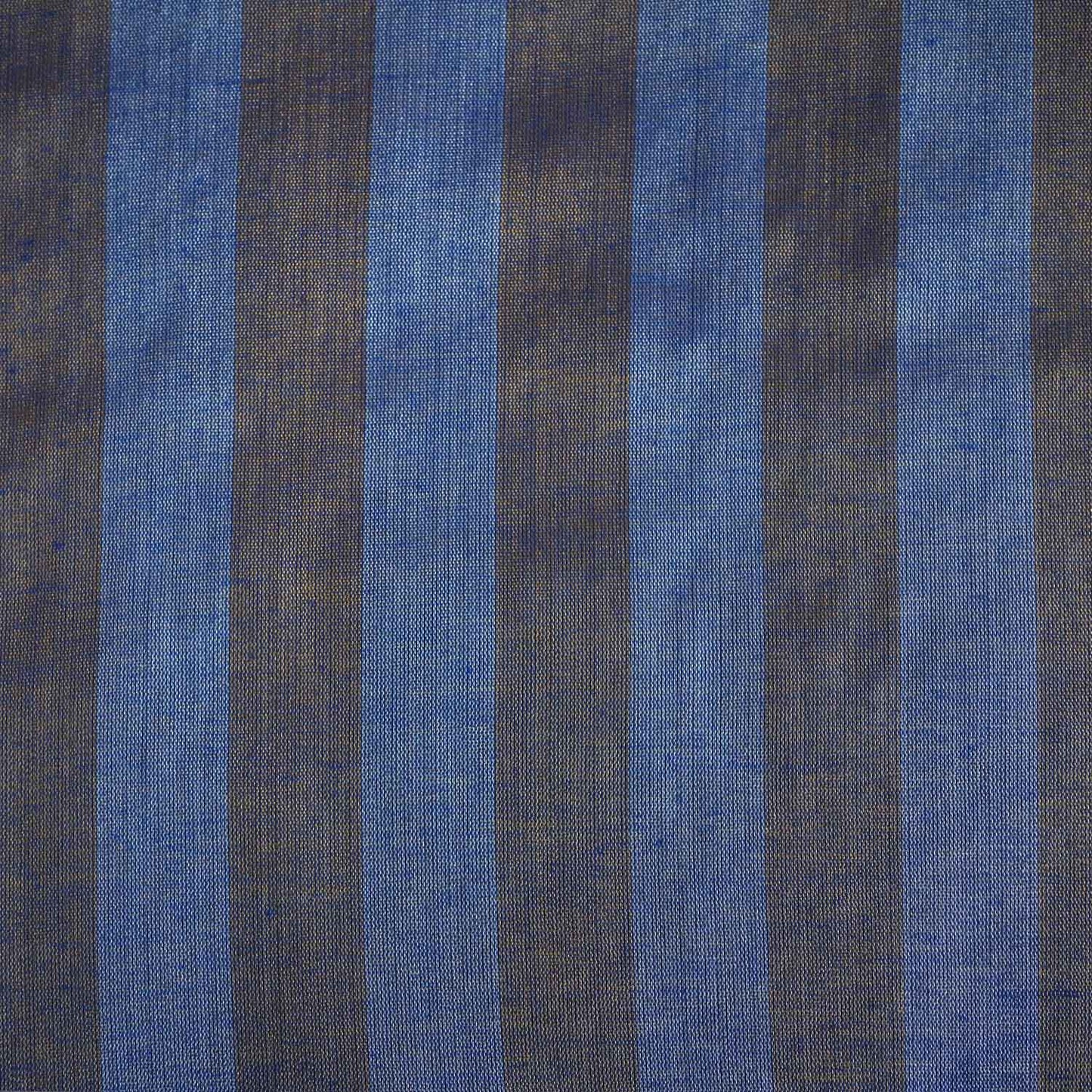 Blue With Dark Golden Strips Chanderi Tissue Fabric CW-28927