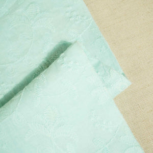 Aque Blue Floral Embroidery Cotton SKE-9279