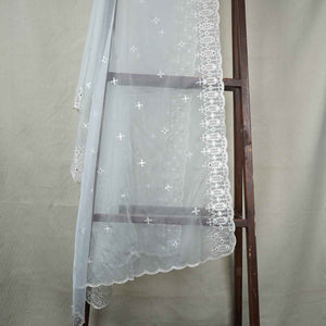 White Mirror Buti Embroidery Dyeable Organza Dupatta TA-28932 - TradeUNO