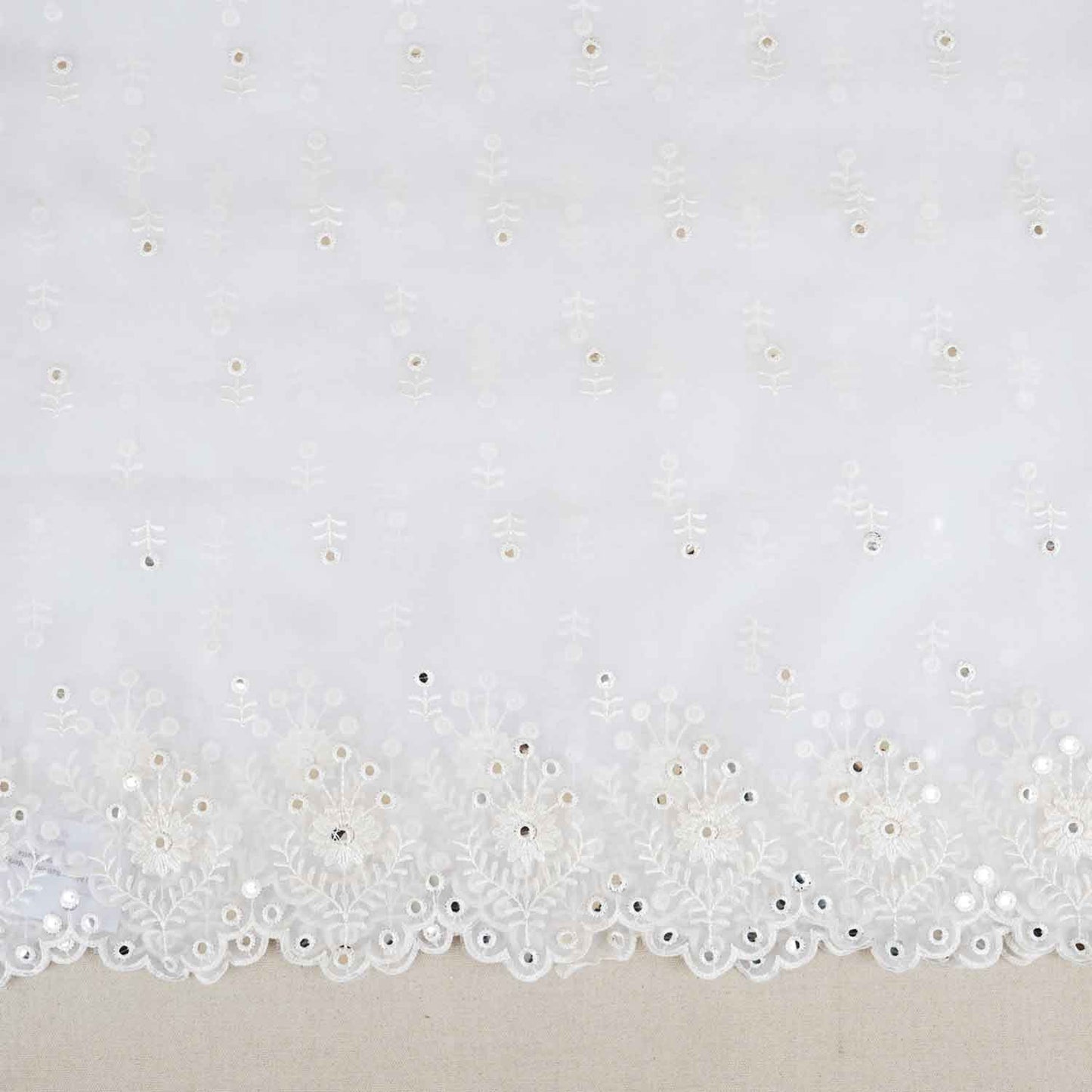 White Mirror Buti Embroidery Dyeable Organza Dupatta TA-28933