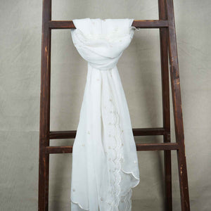 White Buti Embroidery Dyeable Organza Dupatta TA-28934 - TradeUNO