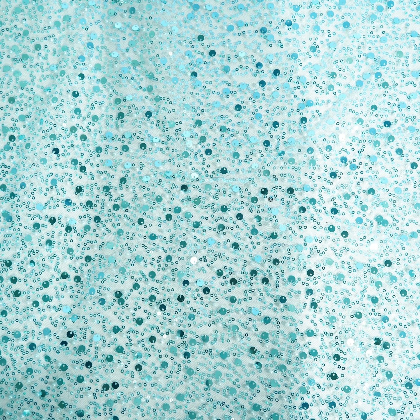 Sky Blue Imported Pearl & Sequence Embroidery Net Fabric
