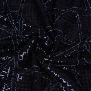 Black Sequin Embroidery Net Fabric PDM-28944 - TradeUNO