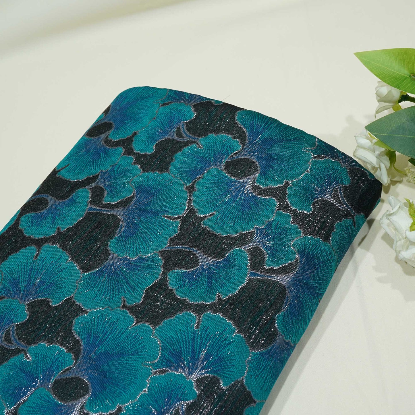 Black & Green Floral Brocade Jacquard OE-9497