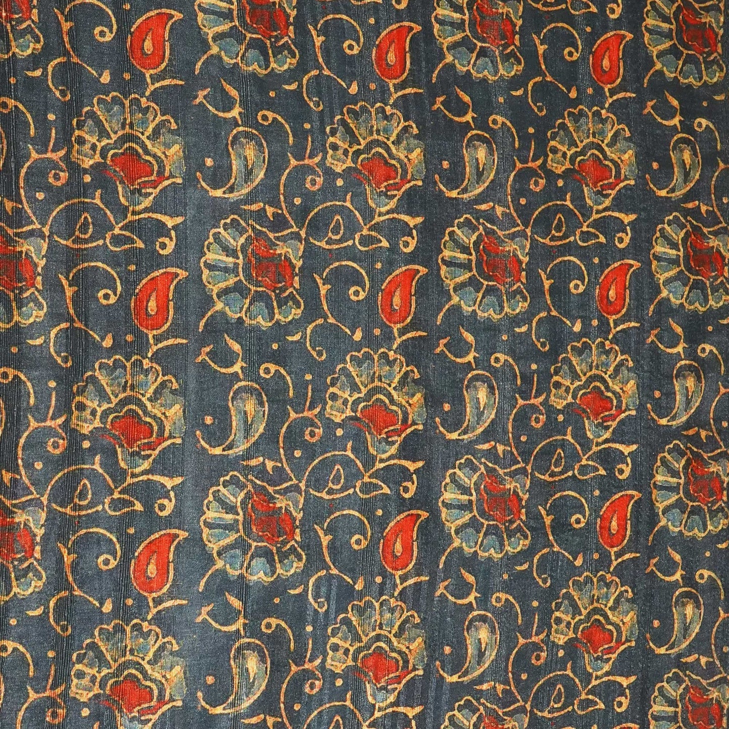 Blue & Multicolor Floral Print Tusser Silk KC-9698