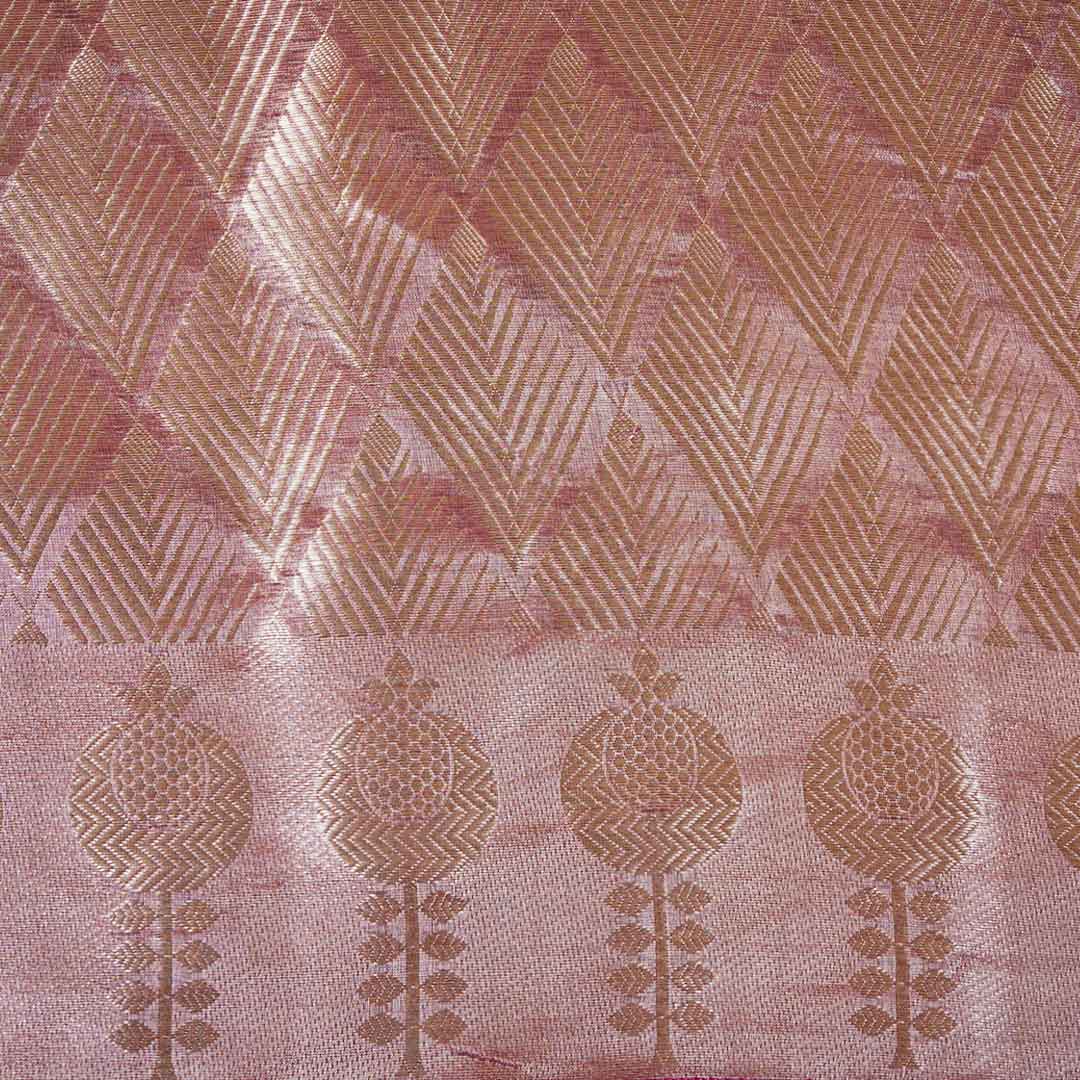 Pink Zari Weave Silk Tissue Fabric CW-28973