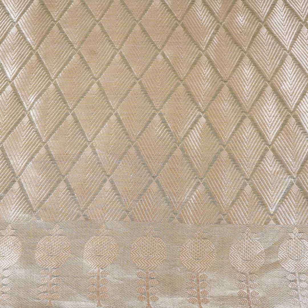 Dark Green Zari Weave Silk Tissue Fabric CW-28975