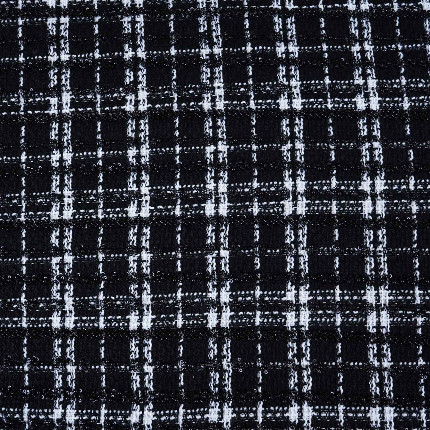 Black & White Check Cutdana Tweed Fabric AF-28980