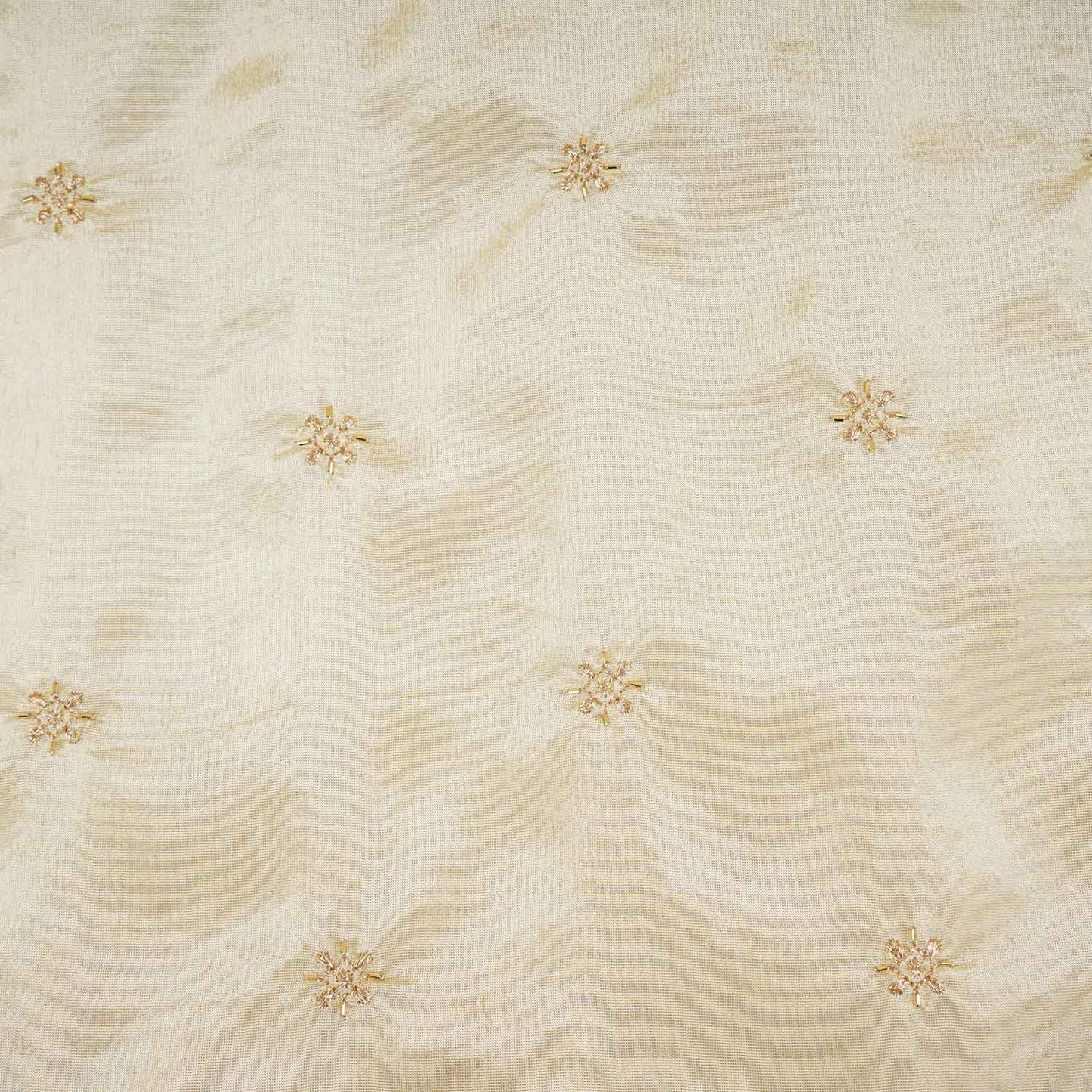 Golden Zari Embroidery Tissue Fabric TA-28985