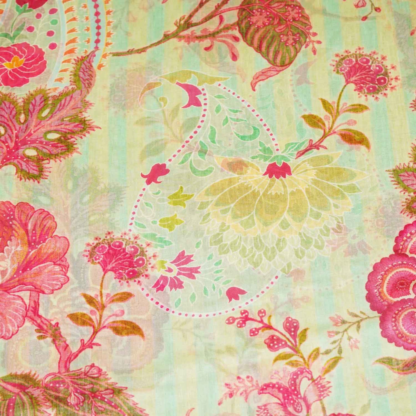 Sea Green Floral Print Organza Fabric GT-28993