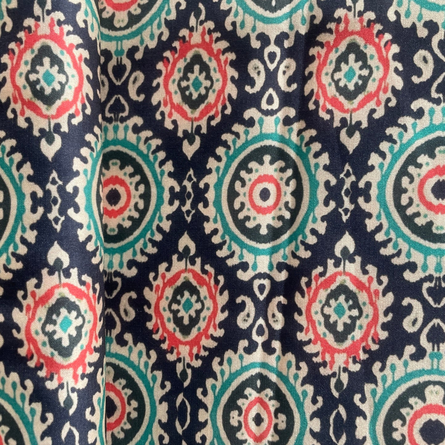 Black Handblock Print Modal Satin