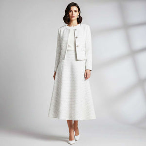 Cream Tweed Fabric AF-27917 - TradeUNO
