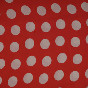 Red & Beige Polka Dot Twill Satin Fabric VP-32433 - TradeUNO