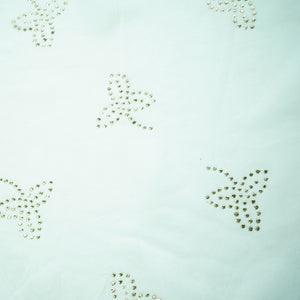 White Tropical Mukaish Work Georgette Dyeable Fabric