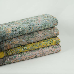 Yellow Thread Embroidery Georgette Fabric DR-32380 - TradeUNO