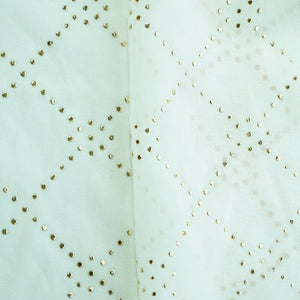 White Geometrical Mukaish Work Georgette Dyeable Fabric
