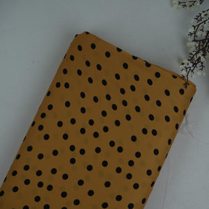 Mustard & Black Polka Dot Twill Satin Fabric VP-32445 - TradeUNO